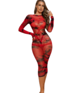 Dye Free Size Hot Stocking Red and Black Full Body Suit: