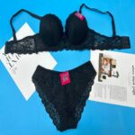 Bridal 2-Piece Bra & Panty in Net – Black - Image 3